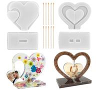 2 Set 3D Photo Frame Resin Molds, FineGood Heart Shape Silicone Molds for Resin, DIY Personalised Picture Frame Epoxy Resin Moulds Art Craft for Wedding Home Decor
