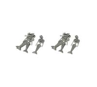 2 set 4 Pieces Tibetan Silver Alloy Halloween Skeleton Charms Pendants 75x19mm