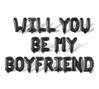 2 Set 40Pcs Black WILL YOU BE MY BOYFRIEND Letter Balloons 16in Balloon Foil Letter Decorations Party Decor Black Letter Balloons WILL YOU BE MY BOYFRIEND Party Supplies