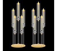 2 Set 5 Arm Candle Holder, MSDADA 68cm Tall Candelabra Centerpieces for Tables Candlesticks Holder for Housewarming Gift Fireplace Halloween Christmas Decor Fit 0.82'' LED Candle