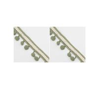 2 Set 5 Yd Curtain Trim Ribbon Pom Pom Tassel Fringe Sewing Upholstery Decor Green