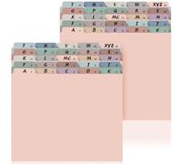 2 Set 50 Pcs Alphabetical File Organizer 1/5 Cut A-Z Top Tab Alphabetical Divider 12 Retro Colors Heavyweight Manila File Guide Set Letter-Size for Office Home School Filing Desk Cabinet Organizer