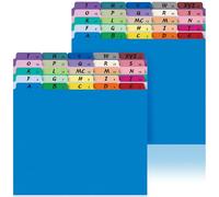 2 Set 50 Pcs Alphabetical File Organizer 1/5 Cut A-Z Top Tab Alphabetical Divider 25 Assorted Colors Heavyweight Manila File Guide Set Letter-Size for Office Home School Filing Desk Cabinet Organizer