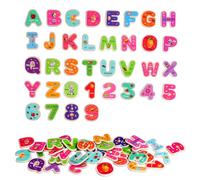 2-Set 72 Pieces of Wooden magnetic letters Age 3+ and numbers - fridge & Easel magnets for kids- alphabet letter and number magnets for children- ABC, Spelling, Math Learning Toys