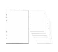 2 Set A5 Binder Dividers White Plastic Index Divider Blank Side 7 Tabs Top 5 Tabs Planner Insets 12 Sheets Refillable Page Protectors for 6 Ring Binder Notebook