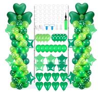 2 Set Adjustable St. Patrick's Day Balloon Column Stand Kit Lucky Green Polka Dot Balloons Arch Garland for Irish Festival Baby Shower Birthday Party Decorations Supplies