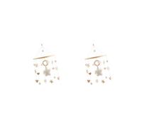 2 Set Baby Nursery Crib Mobile Nursery Decor Hanging Bed Bell Toy for Infants Beige Star, 20.5x43cm