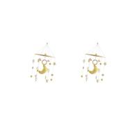 2 Set Baby Nursery Crib Mobile Nursery Decor Hanging Bed Bell Toy for Infants Moon, 20.5x43cm