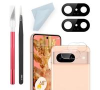 2 Set Back Rear Camera Lens Glass Replacement for Google Pixel 8 Rear Camera Glass + 2 Pieces for Google Pixel 8 Camera Lens Protective Film with Repair Kit