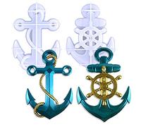 2 Set Boat Anchor Wall Hanging Silicone Resin Mold Anchor Shaped With Steering Wheel Epoxy Silicone Casting Mold Ship Anchor For Wall Decoration Office Living Room, 3D DIY Handmade Home Display Crafts