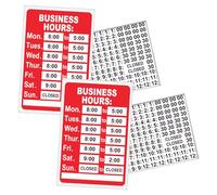 2 Set Business Hours Sign,Opening Times Sign for Shop Window, Store Open Signs with Time Stickers for Store & Office