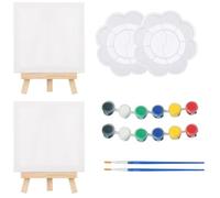 2 Set Canvas and Easel Set, Mini Canvas and Easel, Mini Canvases, Suitable for Art Classes, Painting Parties, Oil Painting, Tabletop Art and Handicrafts, Watercolor, Tempera Art Projects
