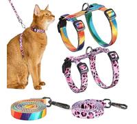 2 Set Cat Harness and Leash Cats Escape Proof Adjustable Cat Harness, Lightweight Soft and Comfortable Kitten Harness for Walking Travel Outdoor for Small Medium Large Cats