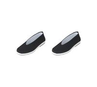 2 Set Chinese Traditional Shoes Breathable Anti Slip Rubber Sole Old Beijing Shoes 40, Black