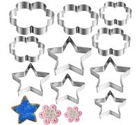 2 Set Cookie Cutter Set,Scallop Flower and Star Cookie Cutter Set,Stainless Steel Nested Flower Star Shaped Cookie Cutters Molds