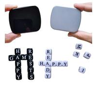 2 Set-Crossword Solitaire Dice Game, Family Letter Dice Games for Adults, Funny Puzzle Spelling Word Game for Travel Camping with Small Mini Case（White and Black）