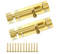 2 Set Door Lock Bolts Shed Door Tower Bolt Heavy Duty Black Door Bolt Latch Slide Barrel Door Bolt Security Lock Latch with Screws for Internal Door Shed Bathroom Toilet Shed (Gold, 3inch)
