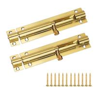 2 Set Door Lock Bolts Shed Door Tower Bolt Heavy Duty Black Door Bolt Latch Slide Barrel Door Bolt Security Lock Latch with Screws for Internal Door Shed Bathroom Toilet Shed (Gold, 4inch)