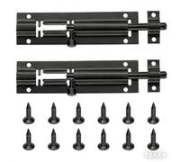 2 Set Door Lock Bolts,Stainless Steel Door Bolts for Internal Doors,Rustproof Heavy Duty Bathroom Lock,Outdoor Latch with Screws,for Internal,Toilet Shed,Bathroom,Shed(Black, 4inch)