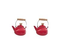 2 Set Enamel Teapot 1.5L Retro Porcelain Tea Pot for Kitchen Decor Restaurant Home Red