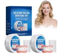 2 Set False Teeth,Natural-Looking Comfort Fit Silicone Dentures to Fit Over Existing Teeth,Moldable Dentures Teeth Top and Bottom for Men Women