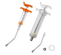 2 Set Feeding Syringe with 2 Drench Nozzle, Adjustable Dosage, Reusable Drench Gun Syringe for Small Animals Newborn Pet Livestock, Small Sheep Pig Dog Cat Bird Feeding Nursing Supplies (20ML+100ML)
