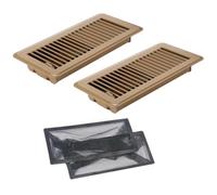 2 Set Floor Vent Covers, 4"x10" Air Vents Grille Cover with Air Vent Filter Mesh, Cabinet Vent Cover, Heavy Duty Floor Register, Ventilation Grille Exhaust Vent, Plinth Vent for Floor Wall, Brown