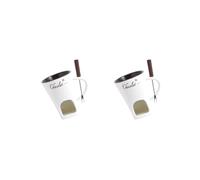 2 Set Fondue Mug Coffee Cup Anniversary Home Melting Mug Butter Warmer Tapas 130ml White 11x8.3 cm