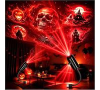 2 Set Halloween Projector Light, Spooky Night Projection Lamp with 6 Slides | Flexible Gooseneck Ghost Pumpkin Skull Pattern Decor Light, Portable Holiday Atmosphere Light for Car Home Party Decor