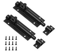 2 Set Heavy Duty Tower Bolt Black, Door Lock Bolts Shed Door Tower Bolt, Slide Barrel Door Bolt Security Lock Latch with Screws (4"), for Gates, Sheds, Barns etc. Heavy Duty Gate Lock Bolts.