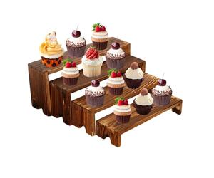 2 Set Large Wooden Tiered Riser Display Stands,cupcake Stand, Dessert Table Display Set, 31 X 7x 14 CmStackable Wooden Cupcake Stand, For Table Countertop Kitchen Desk Food Candle Perfume
