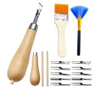 2 Set Lino Cutting Tools, Lino Printing Tools with 2 Cleaning Brushes for Printmaking Engraving, Sculpture, Linocut Printmaking and Stampand Handicrafts, Linos Carving Toolss