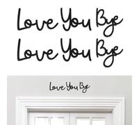 2 Set Love You Bye Wood Signs Wall Decor, Black Modern Home Decor Unique Wooden Entryway Hallway Wall Art Decorations with Double-side Stickers, Express Love and Warmth Family Sign, Home Decorations