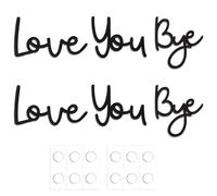 2 Set Love You Bye Wood Signs Wall Decor, Black Modern Home Decor, Wooden Entryway Hallway Wall Art Decorations with Double, Side Stickers, Express Love and Warmth, Unique Housewarming