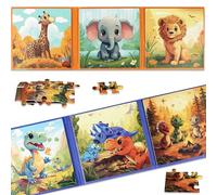 2 Set Magnetic Puzzles for Kids Ages 3 4 5, 2 * 9-12-20PCS Learning Puzzles for 3-5 Year Olds Kid, 3 4 5 Years Old Kid Gifts, Travel Activities for Children, Birthday Presents for Kids