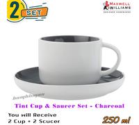 4 set Maxwell and Williams Tint Charcoal Demi Cup and Saucer Tint Coffee Mug set