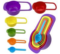 2 Set Measuring Cup and Spoon,Food Grade Multicolor Space Saving Stackable Baking Tools,for Ingredient Kitchen Baking Cooking Baking Tool Multicolor(12PCS)