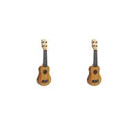 2 set Mini Kids Guitar Toy Acoustic Ukulele 4 Strings Educational Plastic Learning Natural Wood Color