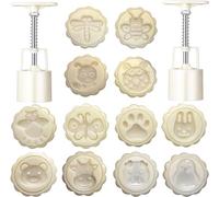 2 Set Mooncake Mould Press With 12 Stamps DIY Cookie Hand Decoration Mooncake Press Molds, Bath Bomb Mold Set for Cookie Stamps Pastry Tool Moon Cake Maker Bath Bombs Press
