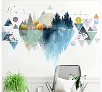 2 Set Mountain Wall Decals Arch Wall Stickers Geometric Wall Stickers Murals Tree Wall Decals for Living Room Bedroom Bathroom Door Restroom Roommates Vinyl Wall Art Decoration Peel Stick