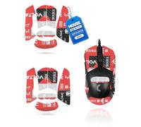 2 Set Mouse Anti-slip Grip Tape Fit for Logitech G703 LIGHTSPEED Pro,toergy Sweat Resistant,Self-Adhesive Design,Elastics Refined Side Stickers,Professional Mice Upgrade Kit,Red Printed Pattern