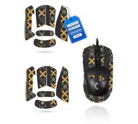 2 Set Mouse Anti-slip Grip Tape Fit for Logitech G703 LIGHTSPEED Pro,toergy Sweat Resistant,Self-Adhesive Design,Elastics Refined Side Stickers,Professional Mice Upgrade Kit,Black Gold Printed Pattern