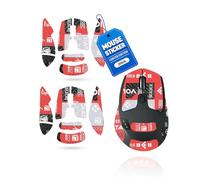 2 Set Mouse Anti-slip Grip Tape Fit for Logitech M720 Triathlon,toergy Sweat Resistant,Self-Adhesive Design,Elastics Refined Side Stickers,Professional Mice Upgrade Kit,Red Printed Pattern