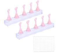 2 Set Nail Holder for Painting Nails, Acrylic Magnetic Base Fake Nail Practice Display Stand for Press on with 100pcs Double-Sided Adhesive Tape Salon Manicure Training Tools Supplies Accessories