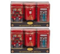 2 Set New English Teas English Icon Tea Tins Gift Set - 6 Mini Tins with Loose Leaf English Breakfast, Afternoon & London Blend Teas - British Souvenir Gift for Tea Lovers, Birthdays & Christmas