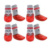 2 Set Non Slip Dog Socks Waterproof Lick Resistant Paw Protectors with Adjustable Hook and Loop Fastener, Breathable Pet Shoes for Medium to Large Dogs(Red, L)