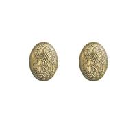 2 set Norse Medieval Viking Shield Symbol Brooch Oval Shawl Sweater Pin Gold