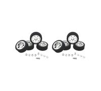 2 set of 4 Pieces RC Wheels and Tires RC Part for Wltoys 1/14 RC Crawler Car DIY Accs silvery, Outer dia 70.5mm