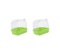 2 set of Caged Parrot Bathing Tub Lovebirds Parakeets Budgerigar Canary Bird Bath Box Green