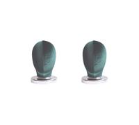 2 set of Canvas Block Head (Height 25 cm) Stable Wig Display Head for Headwear Wig Hat Green Velvet
